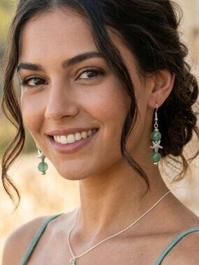 Moss Jade Starfish Pierced Earrings